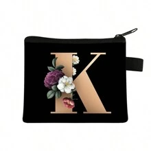 1 pieza Bolsa de cosméticos con patrón floral en 3D de letras, bolsa de maquillaje con cremallera espaciosa, bolsa de aseo resistente, organizador de accesorios de viaje para mujeres, decoración en rosa para habitación, dormitorio, baño, sala de estar, escritorio, cosas de viaje y regalos para bodas, cumpleaños, año nuevo, accesorios para padres, amigos, maestros, hombres y mujeres. Divertido organizador de almacenamiento para joyas y perfumes en cajas y contenedores de almacenamiento
