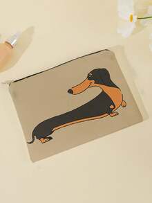 1入可愛狗狗設計化妝包女士用,手提袋式,時尚經典,附有收納袋 - 彩色 - 查看 1