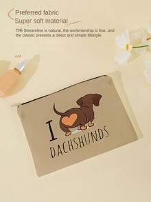 1入可愛狗狗設計化妝包女士用,手提袋式,時尚經典,附有收納袋 - 彩色 - 查看 5