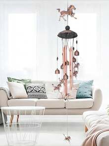 馬形戶外風鈴,裝飾性帶4個鋁管和s型鉤,用於庭院花園裝飾,獨特的媽媽禮物,金屬音樂風鈴,36英寸 - 電鍍駿馬 - 查看 4