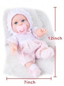 30 公分重生娃娃玩具柔軟矽膠嬰兒娃娃玩具,可愛粉紅娃娃毛絨玩具適合睡覺的孩子,12 英寸 - 粉色 - 查看 2