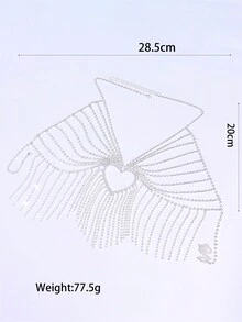 1 件性感水鑽胸鍊女夜店比基尼配件 - 銀色 - 查看 3