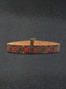 1 stuk plus-size BOHO-stijl extra brede verstelbare tailleriem, vintage paleis bloemenprint riem met gesp voor jurk zomer, school