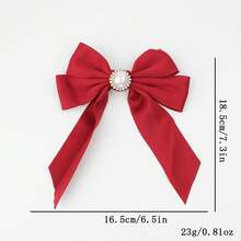 1 件時尚純色奢華大珍珠鑲嵌女式領結,適合日常穿著 - 紅色 - 查看 2