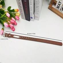 1pc Pu Material Studded Pet Collar, Punk Style Dog Collar Suitable For Medium & Large Dogs, Indoor/Outdoor Use - Coffee Brown - View 2