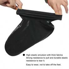 1 par Cubiertas de zapatos de silicona impermeables - Sobrecalzado reutilizable antideslizante para días lluviosos - Protectores de calzado duraderos para exteriores, adecuados para ciclismo y conducir motocicleta - Negro - Ver 5