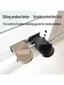 1pc Window Restrictor, Sliding Door Lock, Window Screen Fastener, No Drill Door Lock, Child Proof Safety Lock - Khaki - View 6