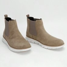 Men's High-Top Slip-On Boots British Style Casual Chelsea Boots To Match Any Outfit - Beige - View 1