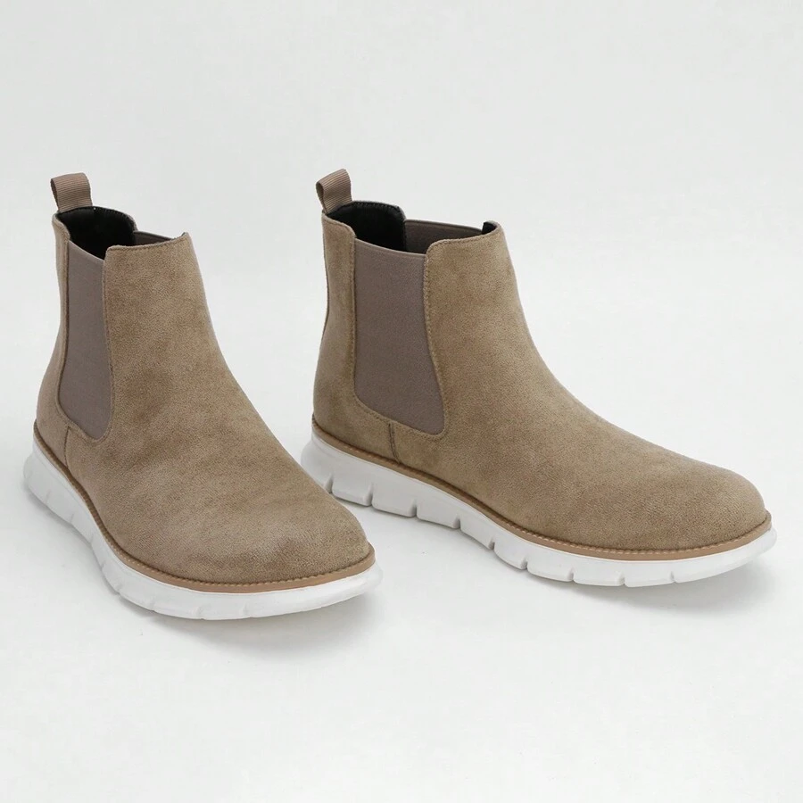 Men's High-Top Slip-On Boots British Style Casual Chelsea Boots To Match Any Outfit - Beige - View 1