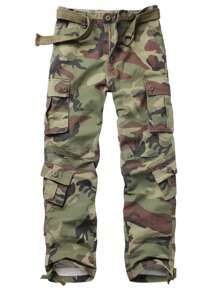 TRGPSG Men's Ripstop Wild Cargo Pants, Relaxed Fit Hiking Pants, Camo Combat Casual Work Pants With 8 Pockets(No Belt) - C29迷彩 - 查看 1