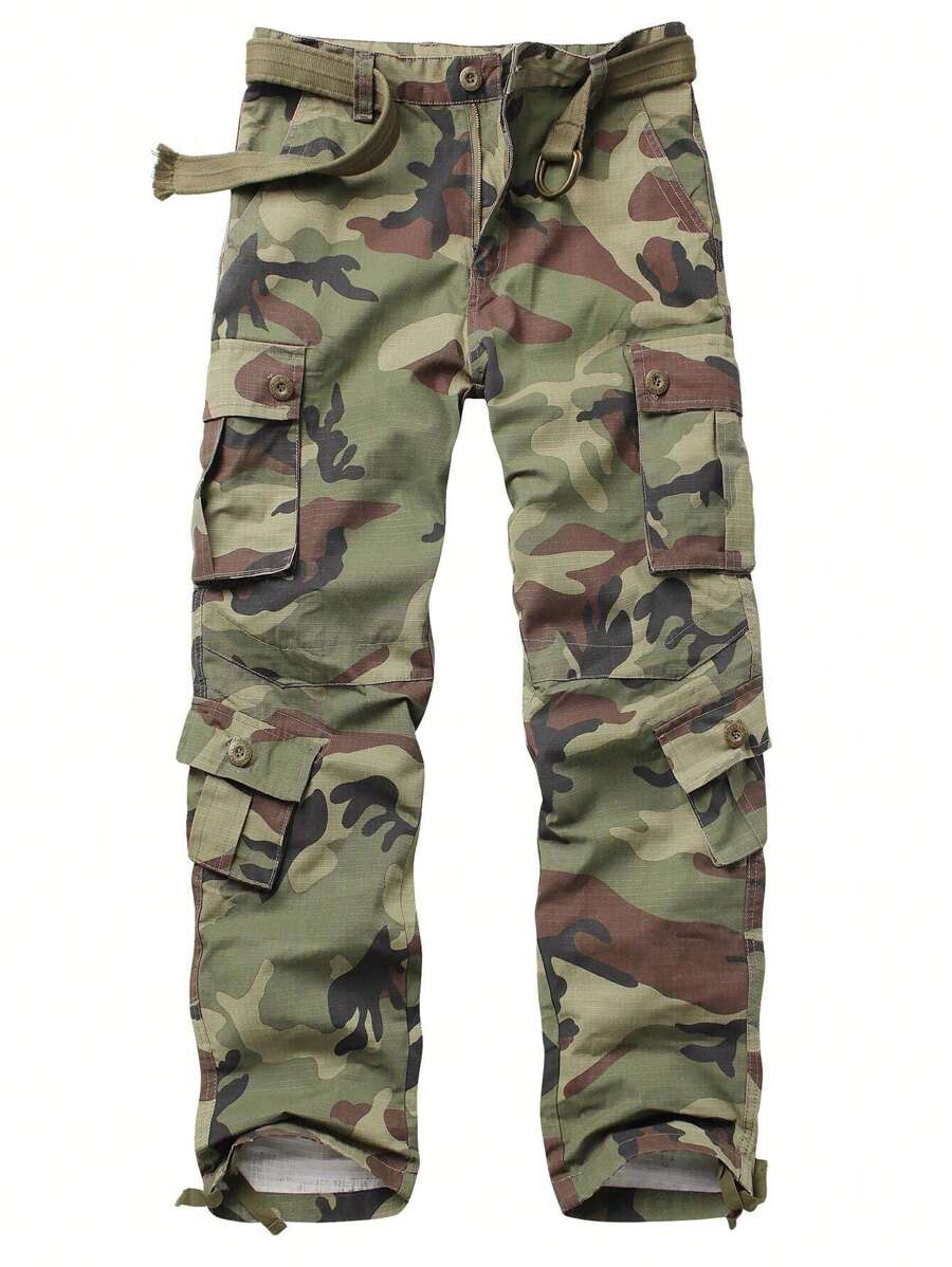 TRGPSG Men's Ripstop Wild Cargo Pants, Relaxed Fit Hiking Pants, Camo Combat Casual Work Pants With 8 Pockets(No Belt) - C29迷彩 - 查看 1