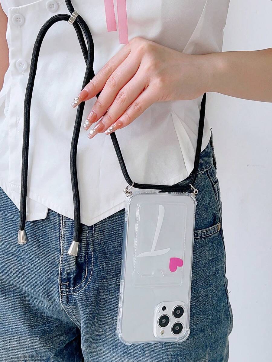 掛繩字母設計手機殼，適用於iPhone - 彩色 - 查看 1