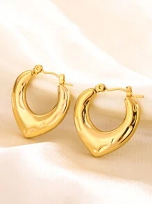 1 Pair Fashionable Geometric Stainless Steel Earrings, Suitable For Women's Daily Wear Or Stylish Commute