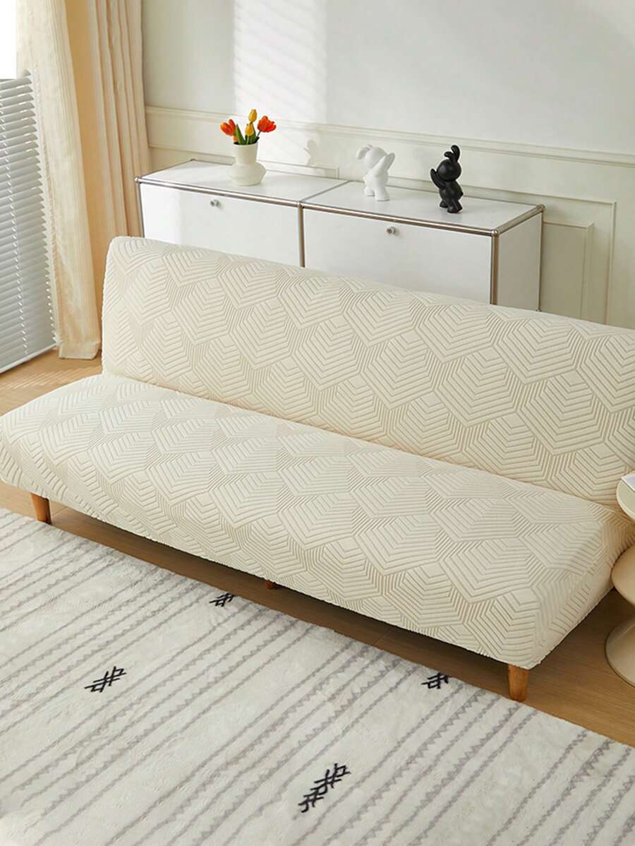 1 件無扶手沙發床套,彈性聚酯纖維沙發套,可拆開清洗,四季皆宜 - 米色 - 查看 1