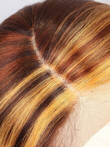 优质自然光泽合成纤维右侧 T 型蕾丝前假发，带婴儿头发 13*4*1 长波浪发多色 20 英寸日常用于女士女孩自然外观优质合成柔软初学者友好假发 - 彩色 - 查看 3