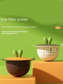 2入組廚房洗滌槽垃圾篩帶有蓋過濾器,蔬菜水槽防堵漏斗,創意卡通洗碗槽矽膠過濾器,籠狀套蓋提升裝置 - 棕色 - 查看 6