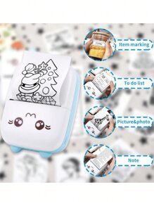 小型無線便攜打印機，熱敏紙口袋打印機，適用於安卓或IOS應用程式，無墨水打印機，適用於家庭、辦公室、學習和工作清單打印 - 5卷列印白紙 - 查看 4