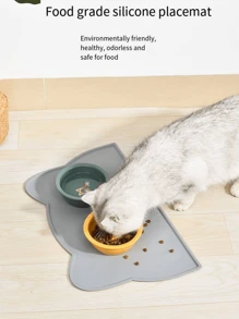 1入防溢出、防滑、防水、易於清潔的矽膠寵物餐墊,適用於狗和貓用餐墊 - 彩色 - 查看 1