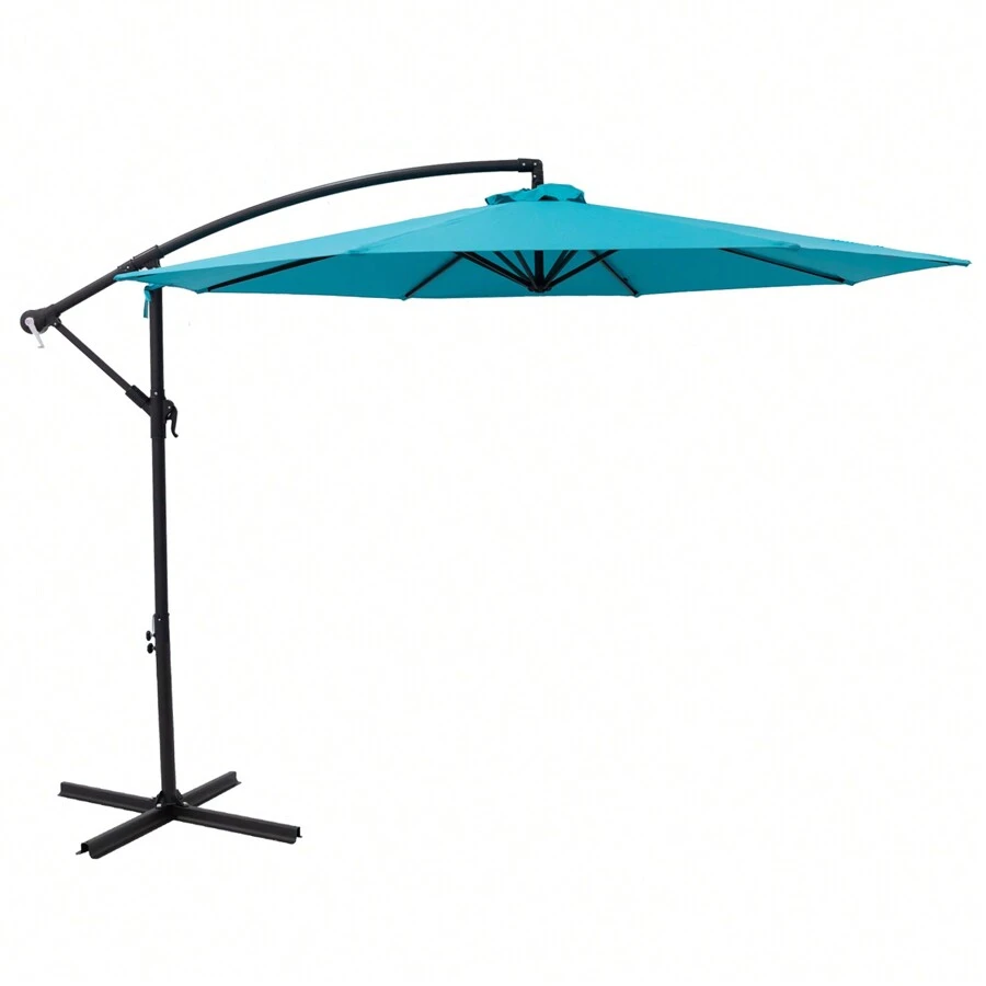 C-Hopetree 10 Ft Offset Cantilever Outdoor Patio Umbrella With Cross Base Stand, Aqua Blue - 水藍 - 查看 1