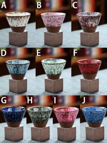 1pc Ceramic Coffee Cup With Holder Conical Tea Cup Japanese Rough Pottery Ceramic Mug Latte Porcelain Cup Drinkware Creative Gifts - Multicolor - View 3