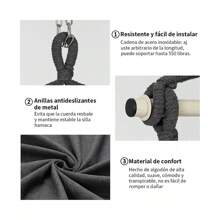 Sillas Columpio Colgantes Para Jardín 2 Cojín Kit Hamacas - Negro - Ver 3