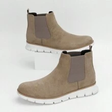Men's High-Top Slip-On Boots British Style Casual Chelsea Boots To Match Any Outfit - Beige - View 3