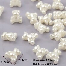 50入組ABS假珍珠亞克力貝殼心形花形蝴蝶形DIY鬆散間隔珠子，用於首飾製作DIY手鍊項鍊髮夾配件 - 白色 - 查看 12