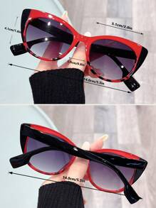 1副女士紅黑貓眼時尚眼鏡y2k假日裝配飾 - 紅色 - 查看 3