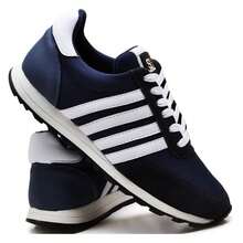 Tenis Masculino Snapshoes Listras Corrida Caminhada Esportivo  Lançamento Relogio e Carteira - Azul - Visão 2