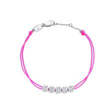 Moonmory 1條925純銀白晶石五移石頭橘色繩帶手鍊,女性聖誕禮物 0.8mm 厚度 18k 鍍金色