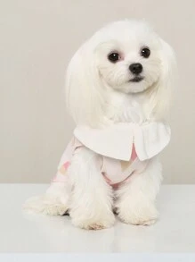 Ufbemo 1入組粉色寵物毛衣,秋冬季暖和基礎針織衣服,帶摺疊領設計,適用於貓和小/中型犬 - 粉色 - 查看 4