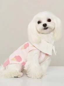 Ufbemo 1入組粉色寵物毛衣,秋冬季暖和基礎針織衣服,帶摺疊領設計,適用於貓和小/中型犬 - 粉色 - 查看 1