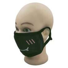 1 件裝可愛卡通表情黑色可重複使用面罩,冬季日常臉部防護,戶外騎乘保暖防塵面罩 - B款 - 查看 4