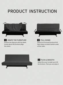 1 pieza Funda de sofá cama acolchada y gruesa de jacquard sin brazos, funda de sofá cama plegable, funda de asiento de autocaravana, protector de sofá sin brazos de fibra de poliéster de cobertura total elástica, extraíble y lavable, para todas las estaciones - Gris Claro - Ver 6