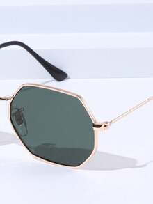 Fashionable Classic Octagonal Full Frame G15 Lens Men's Light Gold Metal Sunglasses - Gold - View 4