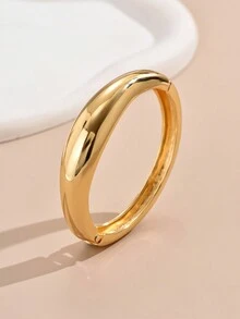 1pc Metal Open Bangle Bracelet, Simple & Stylish Design For Ladies & Couples, Comfortable To Wear, Great Gift For Valentine's Day Or Girlfriend - Gold - View 12