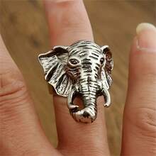 1pc Vintage Cool Animal Elephant Design Ring, Hip Hop Style Adjustable Ring For Teenagers - Elephant Ring - View 7