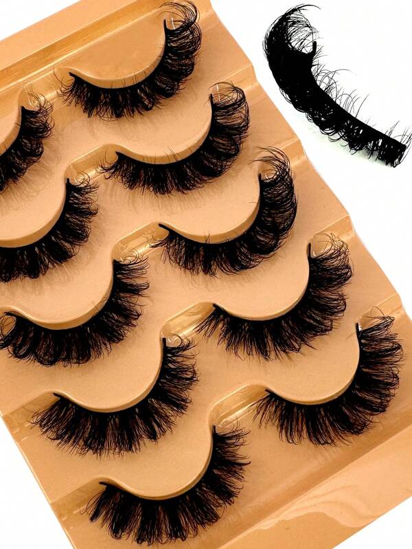 NEW DD Curl False Eyelashes Cat Eye Wispy end eye elongated Thick Mink Lashes 5D Fluffy Short Natural Fake Lashes 5 Pairs