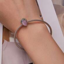 bamoer 1 PC 925 Sterling Silver Pink Flower Beads Retro Rose Beads Love Beads For Women Bracelet And Necklace DIY Fine Valentine's Day Gift Valentines