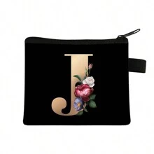 1 pieza Bolsa de cosméticos con patrón floral en 3D de letras, bolsa de maquillaje con cremallera espaciosa, bolsa de aseo resistente, organizador de accesorios de viaje para mujeres, decoración en rosa para habitación, dormitorio, baño, sala de estar, escritorio, cosas de viaje y regalos para bodas, cumpleaños, año nuevo, accesorios para padres, amigos, maestros, hombres y mujeres. Divertido organizador de almacenamiento para joyas y perfumes en cajas y contenedores de almacenamiento