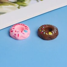 20 件隨機迷你食品甜點模型彩色字母拿鐵巧克力迷你甜甜圈娃娃屋廚房樹脂吊飾 Diy 珠寶製作 Diy 裝飾風格隨機 - 彩色 - 查看 7