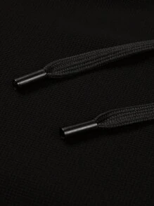 Men's Spring/Autumn Running & Gym Casual Deer Antler Print Drawstring Hoodie & Pants Sports Suit - Black - View 4