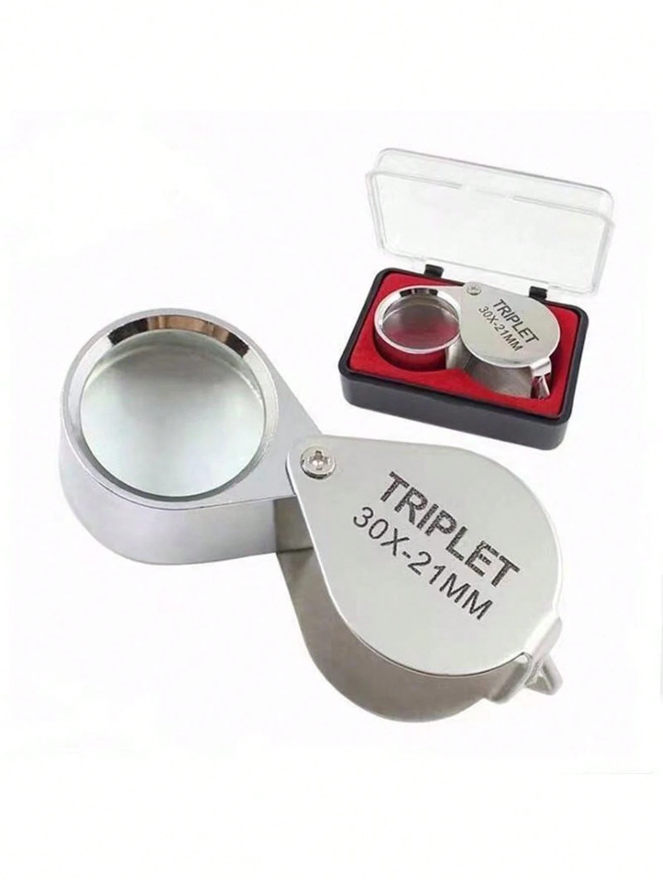 1pc Foldable 30x Magnifying Glass With Gift Box For Jewelry