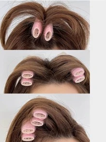 1 件宽松空气刘海夹发卷，用于增加发量和发根卷曲，粉色配件 - 粉色 - 查看 3