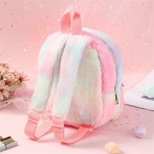 Mochila de pelúcia casual, mochila de pelúcia fofa em formato de mini unicórnio - Rosa - Ver 3