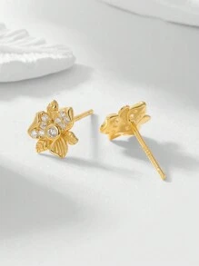 1 đôi Thanh tú & Cao-kết thúc Phong cách ngọt ngào Bạc 925 Hình hoa Hoa tai Với Zirconia Cẩn vào Đối với Quý cô , Thích hợp Đối với Mặc hàng ngày , Kỳ nghỉ , Ngày Và Qủa tặng - Bạc - Xem 3
