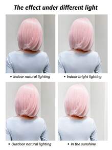 14-Inch Light Golden With Dark Roots And White & Black Colored Middle-Parted Short Straight Wig, Beautiful Daily Wear Synthetic Wig, Special Offer. Colored Synthetic Wig For Cosplay, High-Temperature Fiber, Women's Middle-Parted Straight Wig, Synthetic Wig In Fashionable Style For Holidays And Daily Wear, Braided Wig, Suitable For Halloween And Christmas. - 淺粉色 - 查看 7