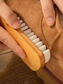 1支木柄麂皮鞋刷,適用於麂皮和起毛牛津布物品清洗 - 彩色 - 查看 4