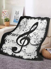 1pc Music Symbol Print Throw Blanket Comfortable Soft Warm Blanket For Bed, Couch, Sofa, Travel, Camping,Piano Dust Blanket , Birthday Gift, Christmas Gift, Thanksgiving Presents 280GSM,Guitar Decor,Music Instrument Small,Piano Music Box,Piano Music,Blanket,Clarinet,Gibson Guitar,Music>Other General Instrument Accessories,Guitar Throw