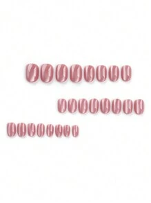 24入組短尖頭貓眼純色簡約設計專為秋冬打造,展現優雅公正之感白色方形美甲+1入組果凍膠+1入組磨砂條 - 彩色 - 查看 3